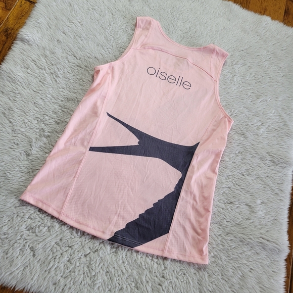 Oiselle Tank Top Women's Small Pink Bird Mesh Racerback Cycling - Picture 2 of 6